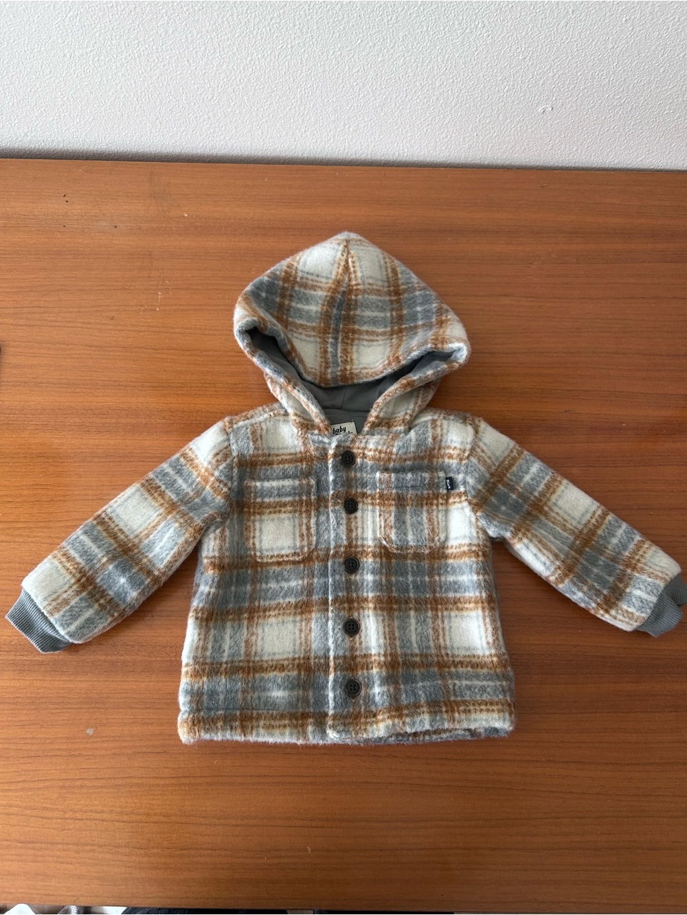 Baby b’Gosh Plaid Hooded Button-Up Shacket Shirt Jacket for Baby/Toddler